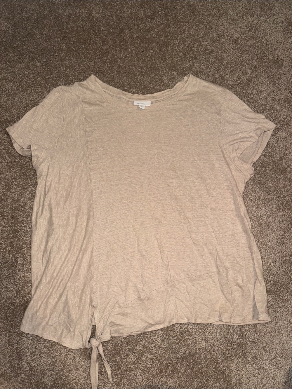 J. Jill Love Linen Light Beige Short-Sleeve Tie-Hem Tee XL. B14